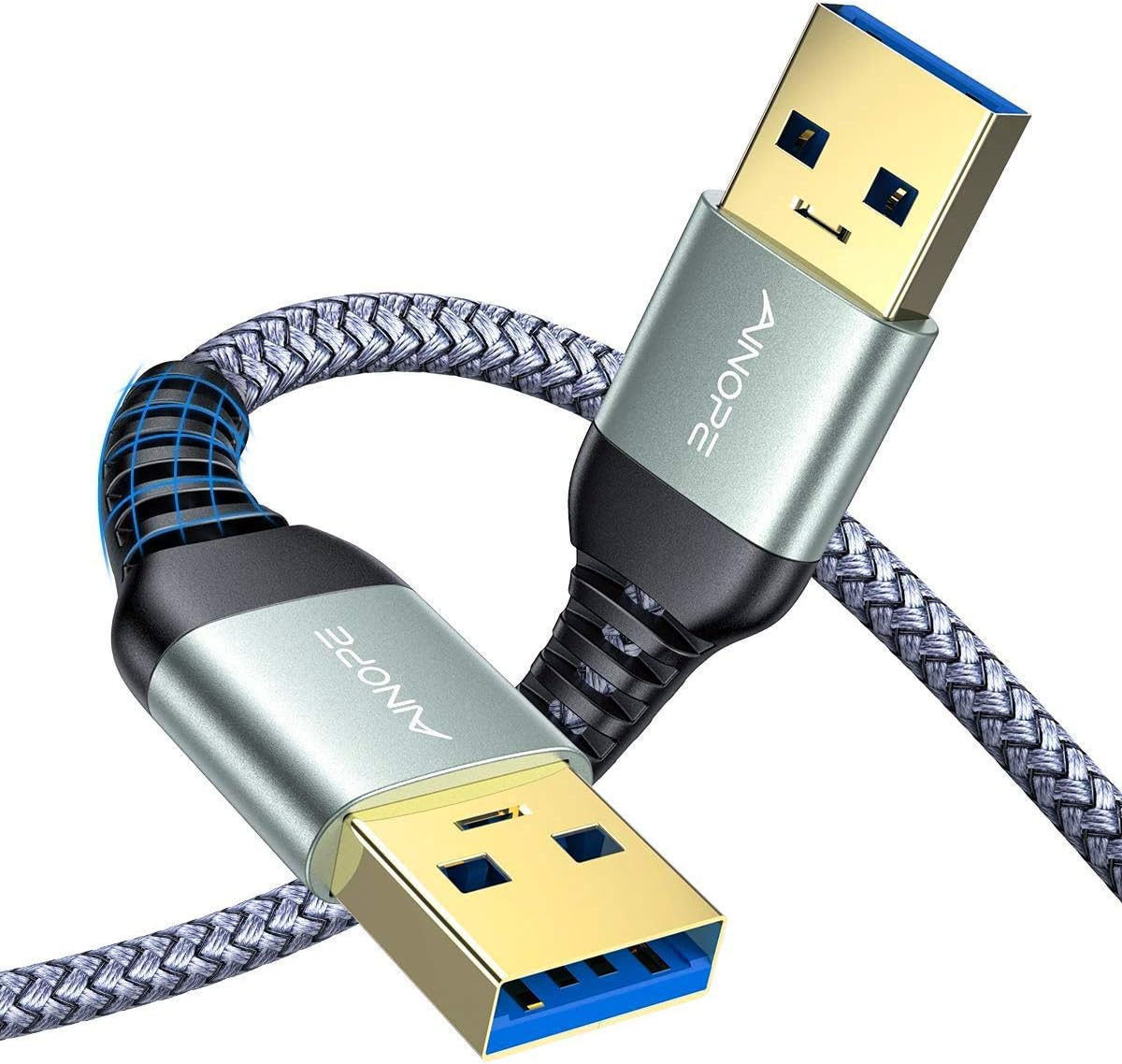 [2 Pack] USB 3.0 Cable, USB to USB Cable, USB A Male to Male Cable [3.3FT+ 3.3FT] [Never Rupture] Double End USB Cord Compatible with Hard Drive Enclosures, DVD Player, Laptop Cooler and More: Industrial & Scientific