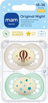 MAM Latex Original Night Soothers 18-36 Months Glow in the Dark 2 Pack view 2