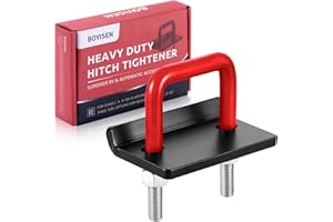 BOYISEN Anti Rattle Hitch Tightener - No Rattle Noise Hitch Clamp for 2.5 inch Trailer Hitches, Rust-Free Hitch Stabilizer, Reduce Movement on Hitch Mount Hitch Cargo Carrier Bike Rack (2.5” red)