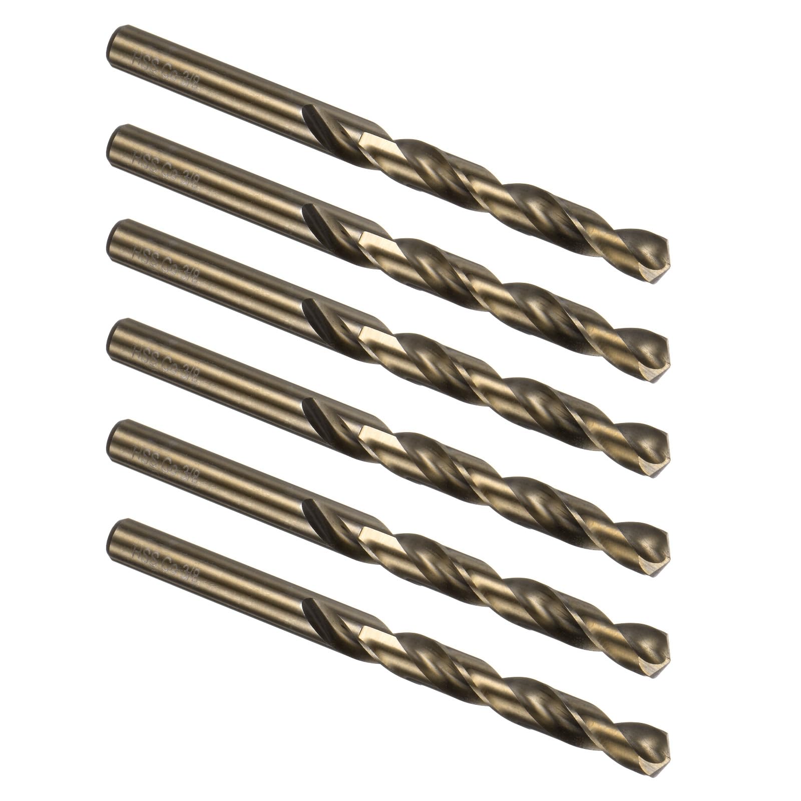 Kozelo 6PCS Twist Drill Bit - [3/8"] M35 High-Speed Steel Cobalt Round Shank Jobber Bit Set Dark Gold for Metal Wood Plastic Steel Use, 75mm / 2.95" Blade Length — image 1