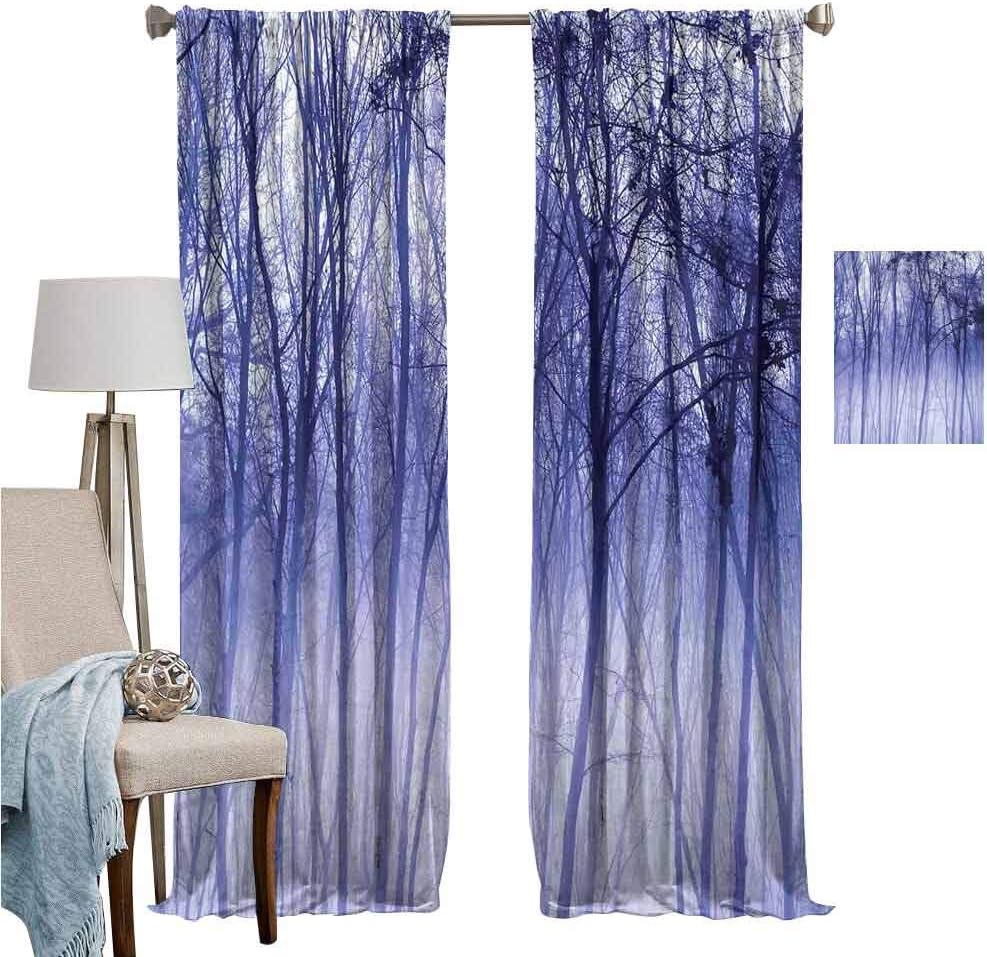 Curtain Hanging Vertically Woodland Foggy Misty Purple