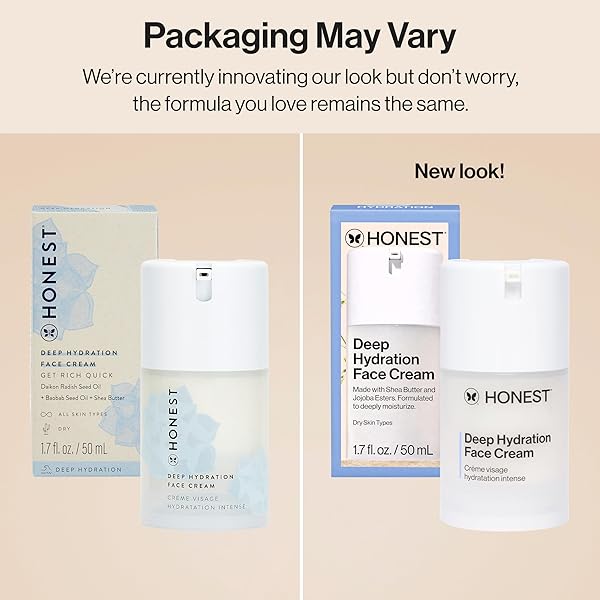HONEST BEAUTY DEEP HYDRATION FACE CREAM FOR ALL SKIN TYPES | SUPPORTS NATURAL MOISTURE BARRIER | SHEA BUTTER + BAOBAB SEED OIL | EWG VERIFIED + CRUELTY FREE | 1.7 FL OZ