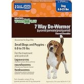 Worm X Plus 7 Way De-Wormer Chewables for Dogs - Tablets for Small Dogs &amp; Puppies (6-25 lbs) (pyrantel pamoate/praziquantel), 2 Count