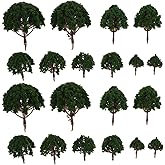Housoutil 20Pcs Model Scenery Landscape Trees Semicircle Miniature Diorama Trees with Base 3.15X1.97X1.97 Inch for Model Train Layout and Home Craft Decoration