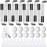Mini Golf Club Ballpoint Pens Set 78 Pcs - Including 24 Golf Ballpoint Pens, 24 Golf Stress Ball, and 30 Organza Bags, Golf Club Props, Funny Golf-Themed Party Decorations, Sports Party Supplies