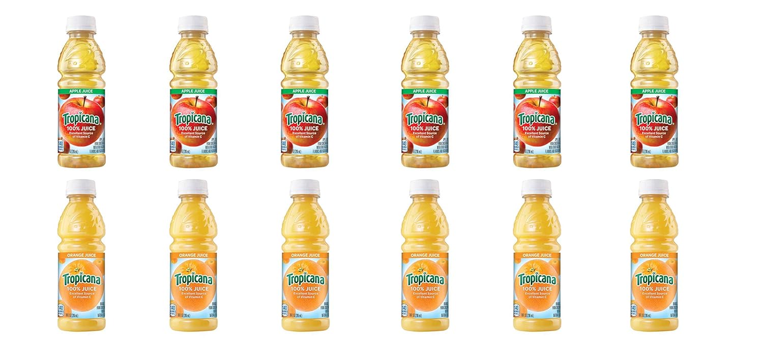 LUV BOX - Variety Tropicana Juice Pack 10oz Plastic Bottle, 12 Per Case, Tropicana Orange Juice,Tropicana Apple Juice