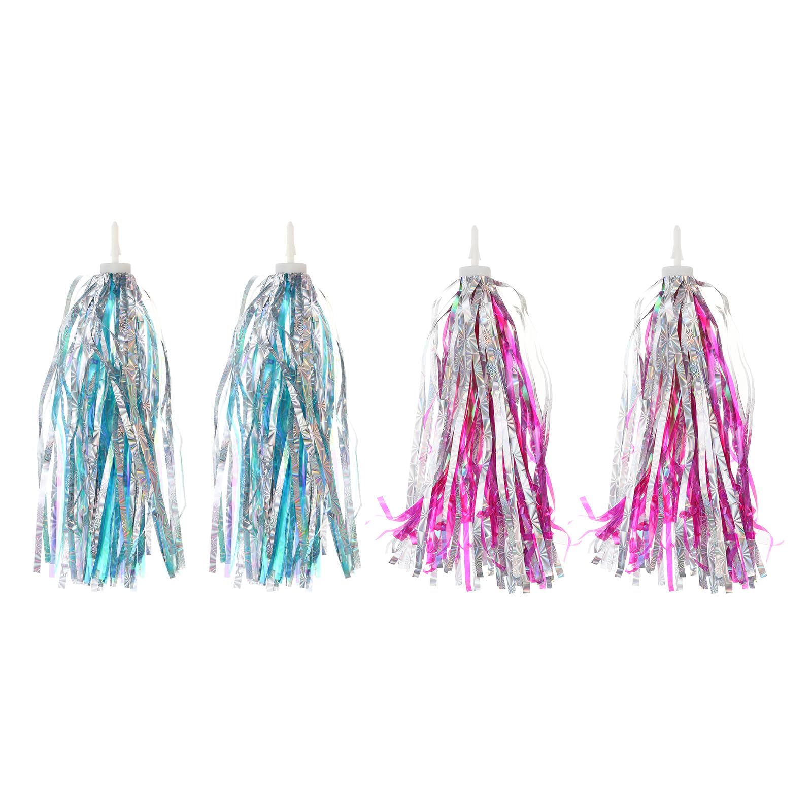 PATIKIL Bike Streamers, 2 Set Colorful Scooter Handlebar Tassels Grips Ribbon Accessories Decorations for Girls Bicycle Tricycle Handles, Rose Red/Blue Silver