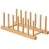 HBlife Bamboo Dish Plate Bowl Cup Book Pot Lid Cutting Board Drying Rack Stand Drainer Storage Holder Organizer Kitchen Cabinet(Keep Dry)