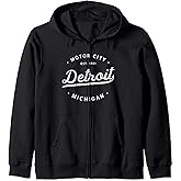 Classic Retro Vintage Detroit Michigan Motor City Zip Hoodie