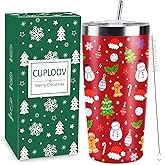 Christmas Gifts for Women 2025, 20 oz Red Stainless Steel Christmas Coffee Tumblers with Lid and Straw, Insulated Coffee Travel Mug, Best Xmas Themed Gifts for Women Men Girls Teachers Coworkers
