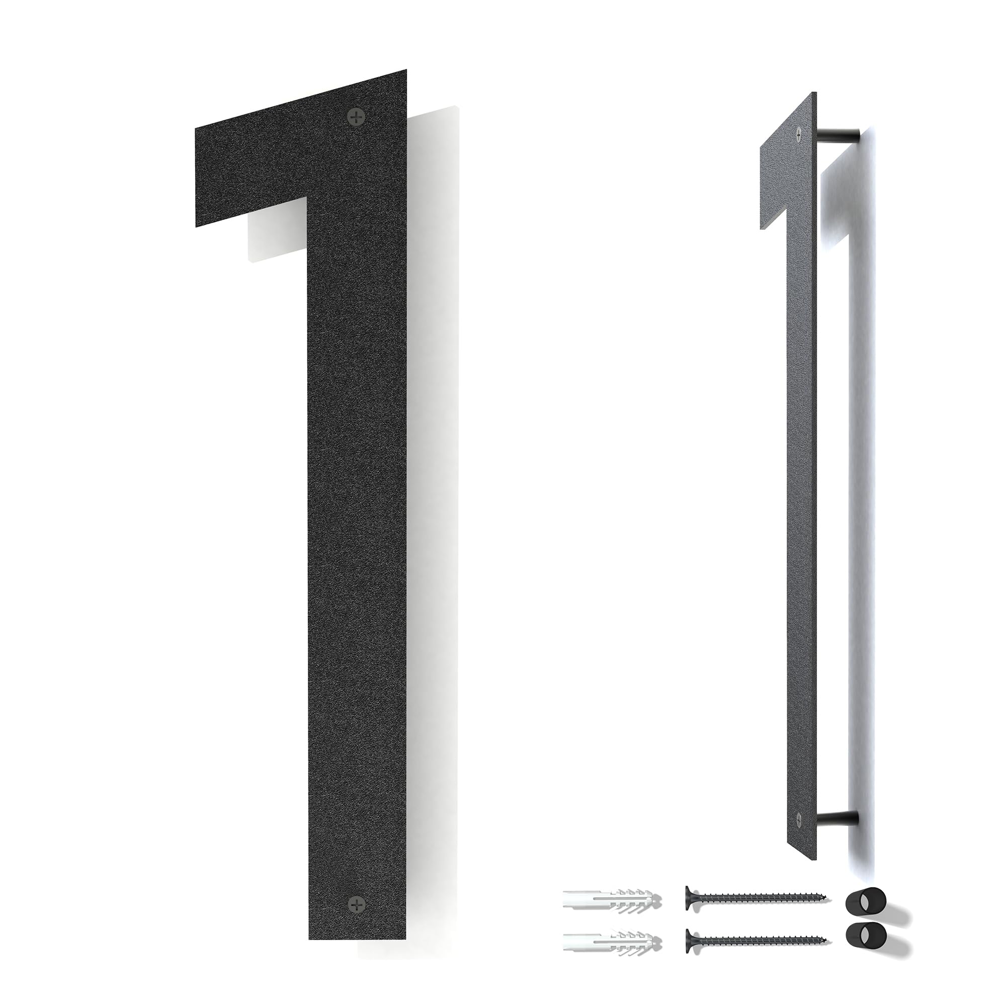 Photo 1 of 12 Inch Metal House Numbers - Modern Floating Numbers for Outside | Black Coated, Rust-Proof