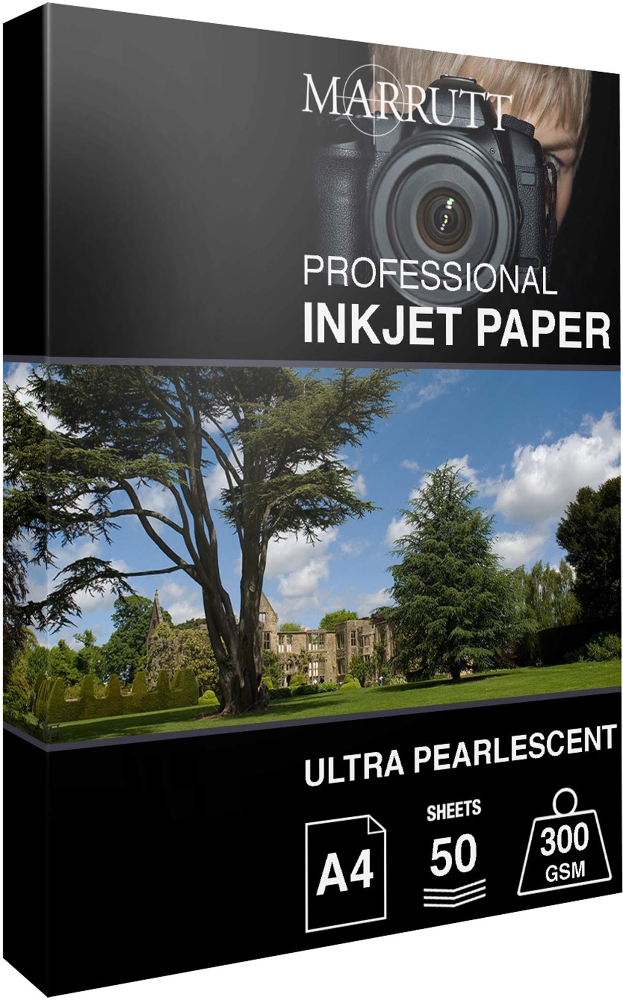 Marrutt 300gsm Ultra Pearlescent Hi-White Inkjet Photo Paper: A4-50 Sheets
