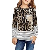 Ecokauer Girls Casual Long Sleeve Shirts Knot Front Tunic Tops Tees Blouses for Children Fashion Clothes