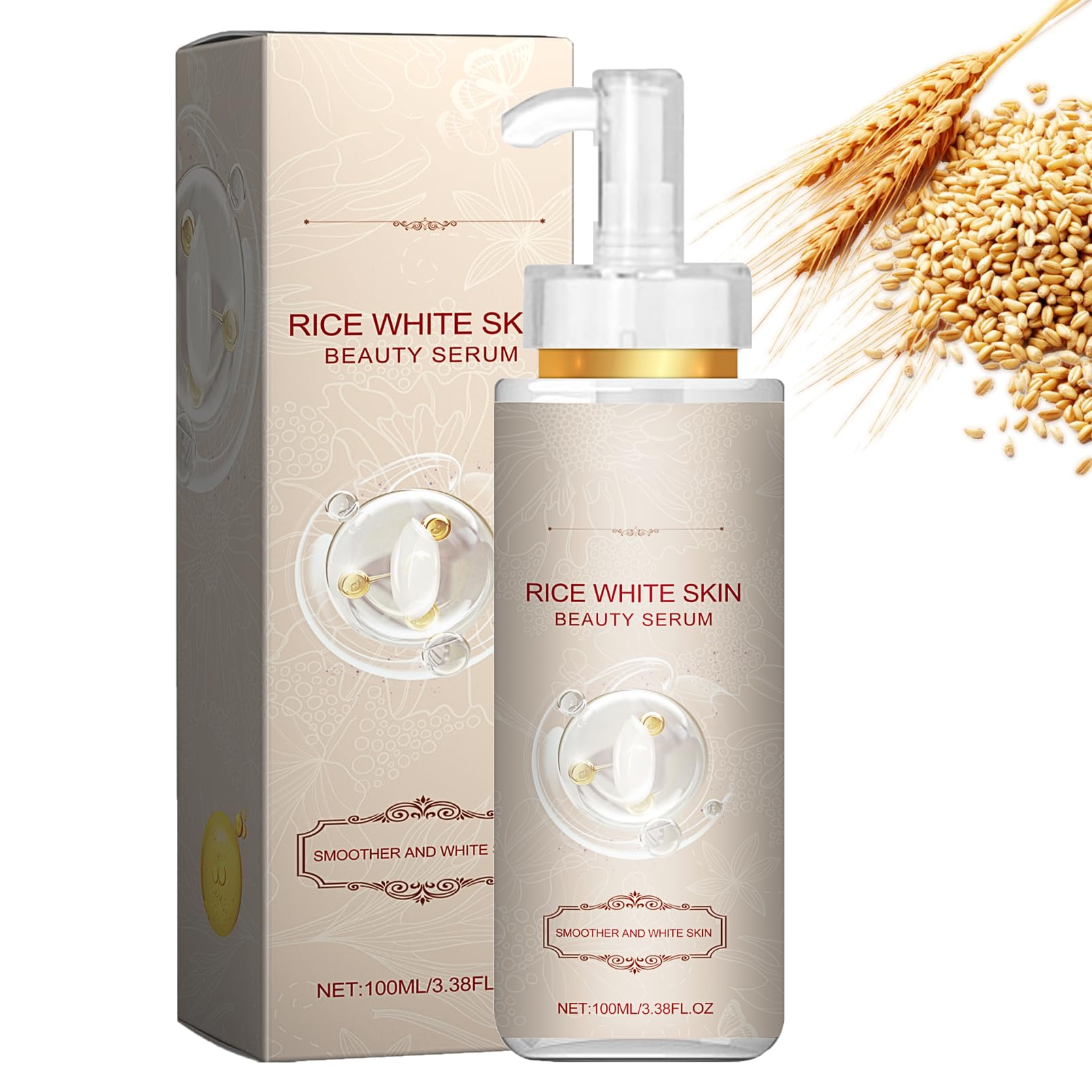 Organic Rice Serum, Anti-Wrinkle White Rice Face Serum, Hydrating Rice Essence for Face with Nicotinamide Nourishing & Anti wrinkle & Dark Spot Remover, Rice Water Large-capacity 100 ML