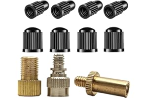 EVOZOOD Bike Inflate Valve Conversion Adapter Set, Convert Presta to Schrader, Schrader to Presta, Presta to Presta Valve Extension fit DV SV AV Valves(11 Pack)