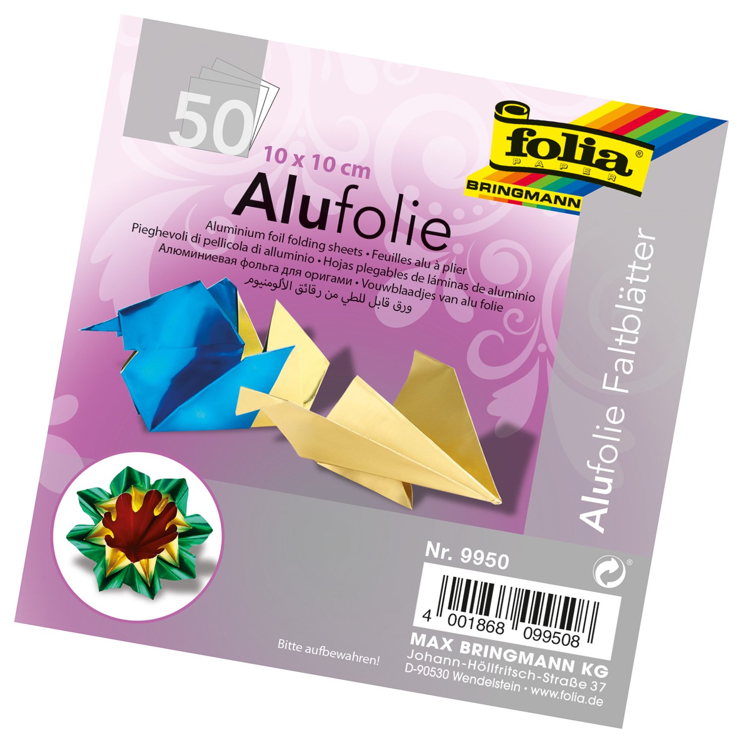 Folia Bringmann Folding Aluminium Foil Sheets 10 x 10 cm Pack of 50
