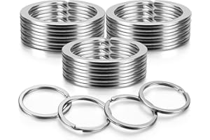 YHYZ 1.25 Inch Key Rings Bulk (30pcs, Flat Round), 32mm Sliver Metal Spilt Key Rings, for Kechain Chain/Dog Collar tag/DIY Craft Jewelry Making/Car Key