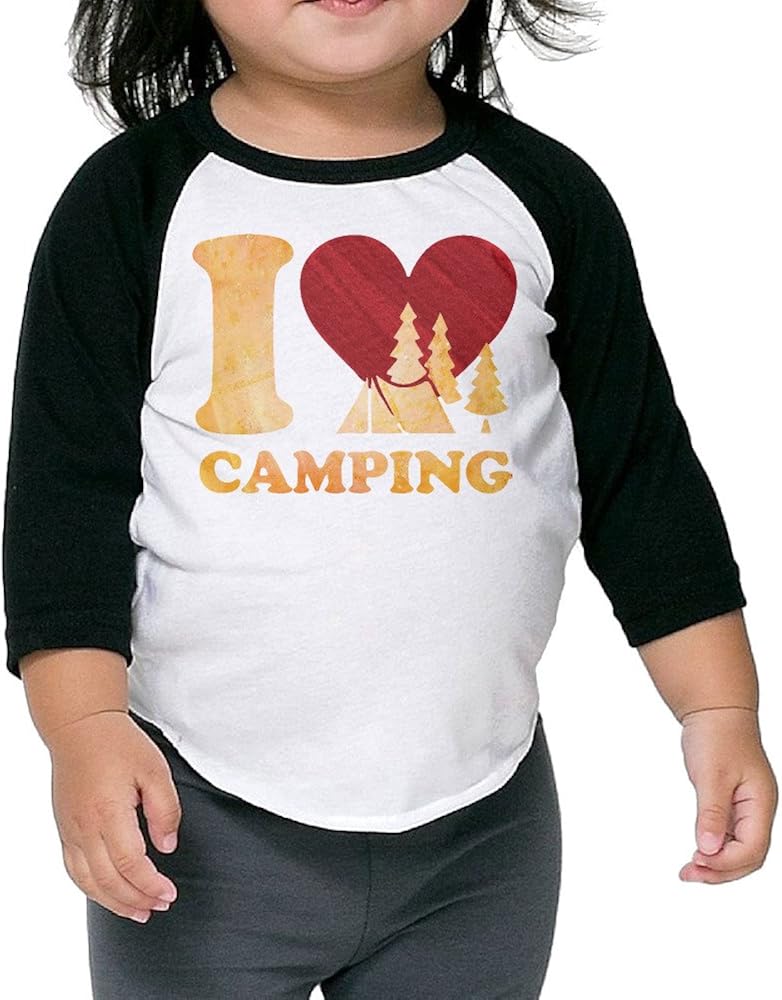 I Love Camping Unisex Kids 3/4 Sleeves Raglan T Shirts