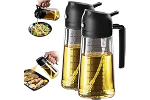 TrendPlain 470ml Olive Oil Spray Bottle for Kitchen Gadgets - 2 in 1 Olive Oil Dispenser Bottle and Air Fryer Accessories for