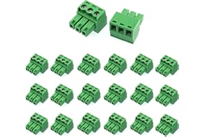 XUGERIP 20 PCS 3 Pin 2.54mm Pitch Screw Terminal Block Connector for 26-18AWG, Pluggable Quick Male Plug Connector-3 Pole