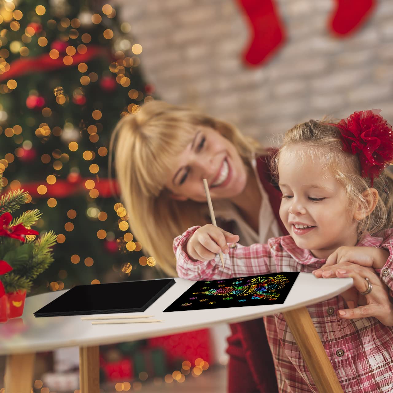 ZMLM Scratch Rainbow Art Paper Set - 100Pcs Magic Scratch Off Art Craft Supplies Kits for Kids Girls Boys Black Scratch Notes Sheet Doodle Pad for Fun DIY Toy Party Favors Christmas Birthday Gift