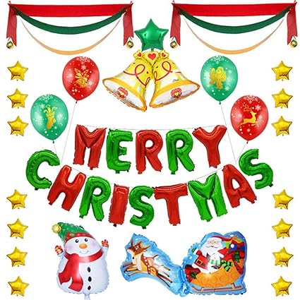Weihnachtsballons Dekorationen Weihnachtsmann Ballon-Set 25 Stück festliche Stimmung Zubehör für Party Dekoration