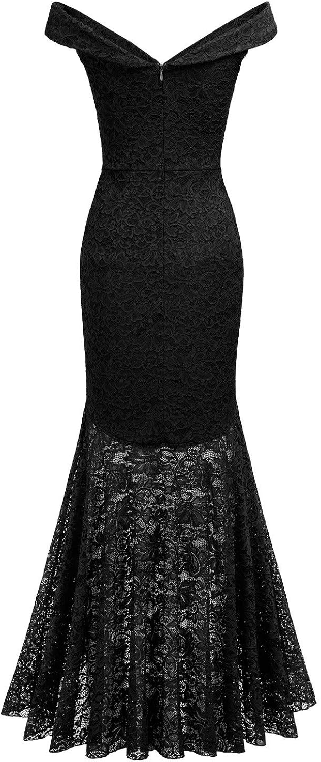Miusol Women's Vintage Off Shoulder Floral Lace Evening Cocktail Maxi Dress: Clothing