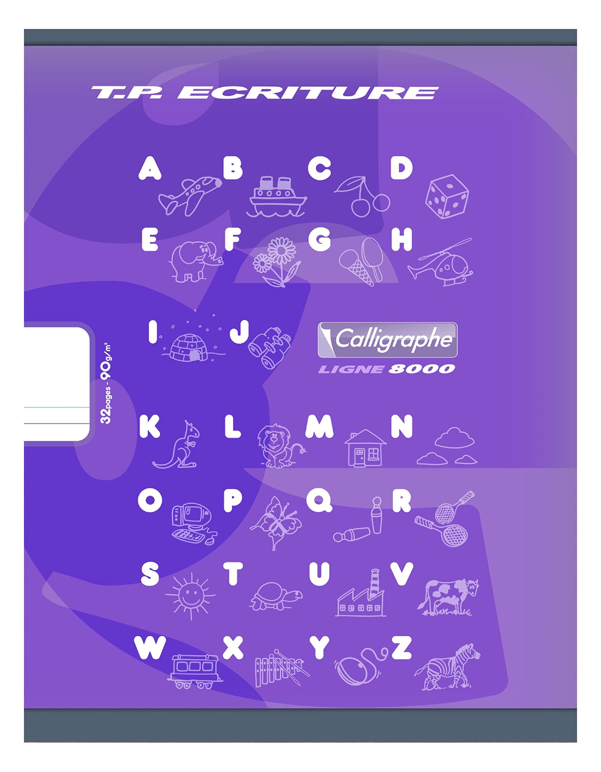 Calligraphe 108503C A Set of 20 Purple Exercise Books (a Clairefontaine Brand) - 17x22 cm - 32 Pages Double Line 5 mm and Plain White - Paper 90 g - Card Cover