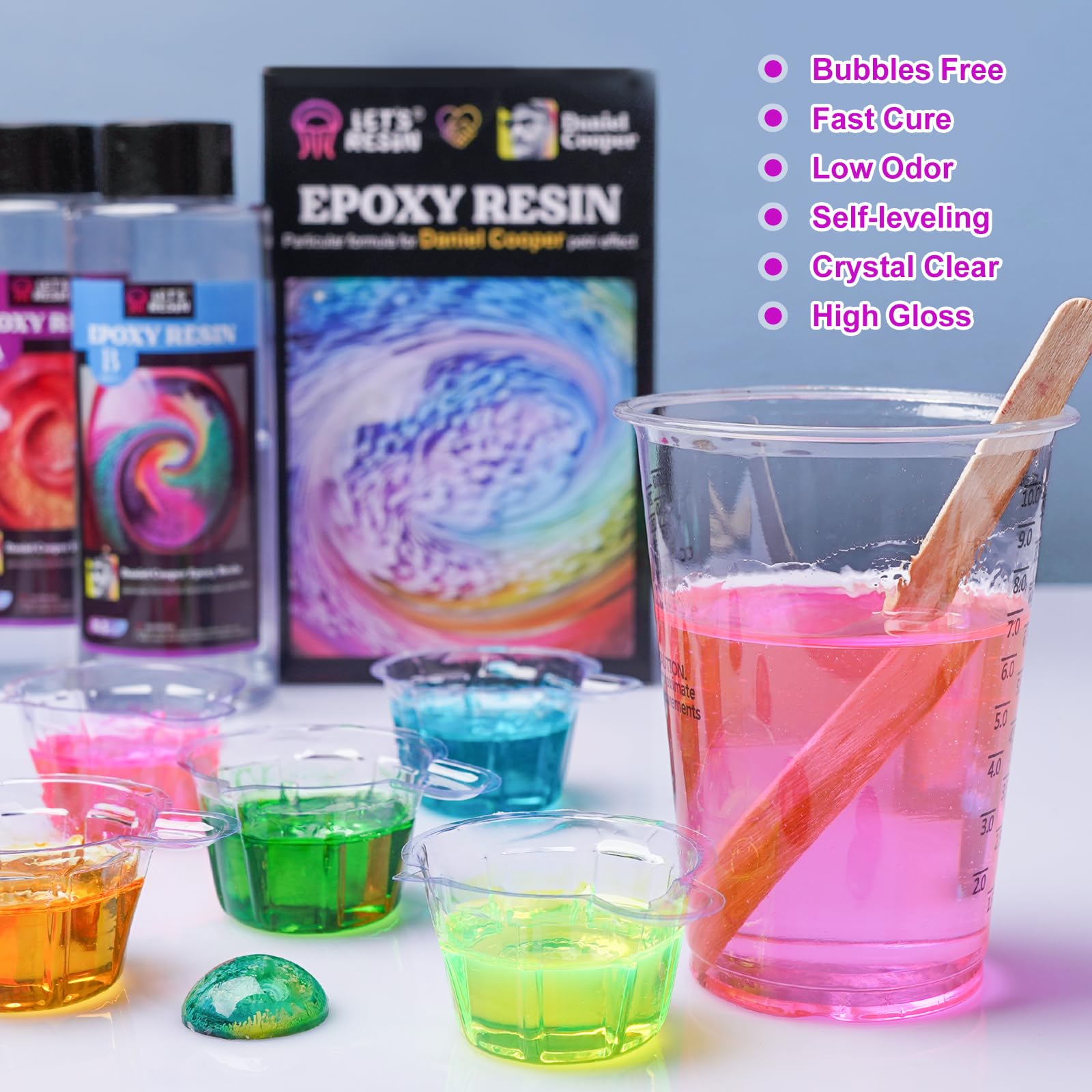 LET'S RESIN Bubble Free Epoxy Resin, 23oz Crystal Clear Resin Kit for Crafts, Jewelry,Art, Casting, DIY Art Kit with Cup, Stir Stick for Adults, Beginners