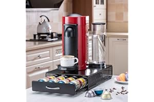 FlagShip Vertuo Pod Holder Storage Drawer for Nespresso Vertuo Capsule Organizer Drawer Tray with Mesh Shelves for Nespresso 