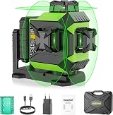 Huepar 3D Laser Level Green 360° Self-Leveling 12 Lines Rechargeable Li-ion