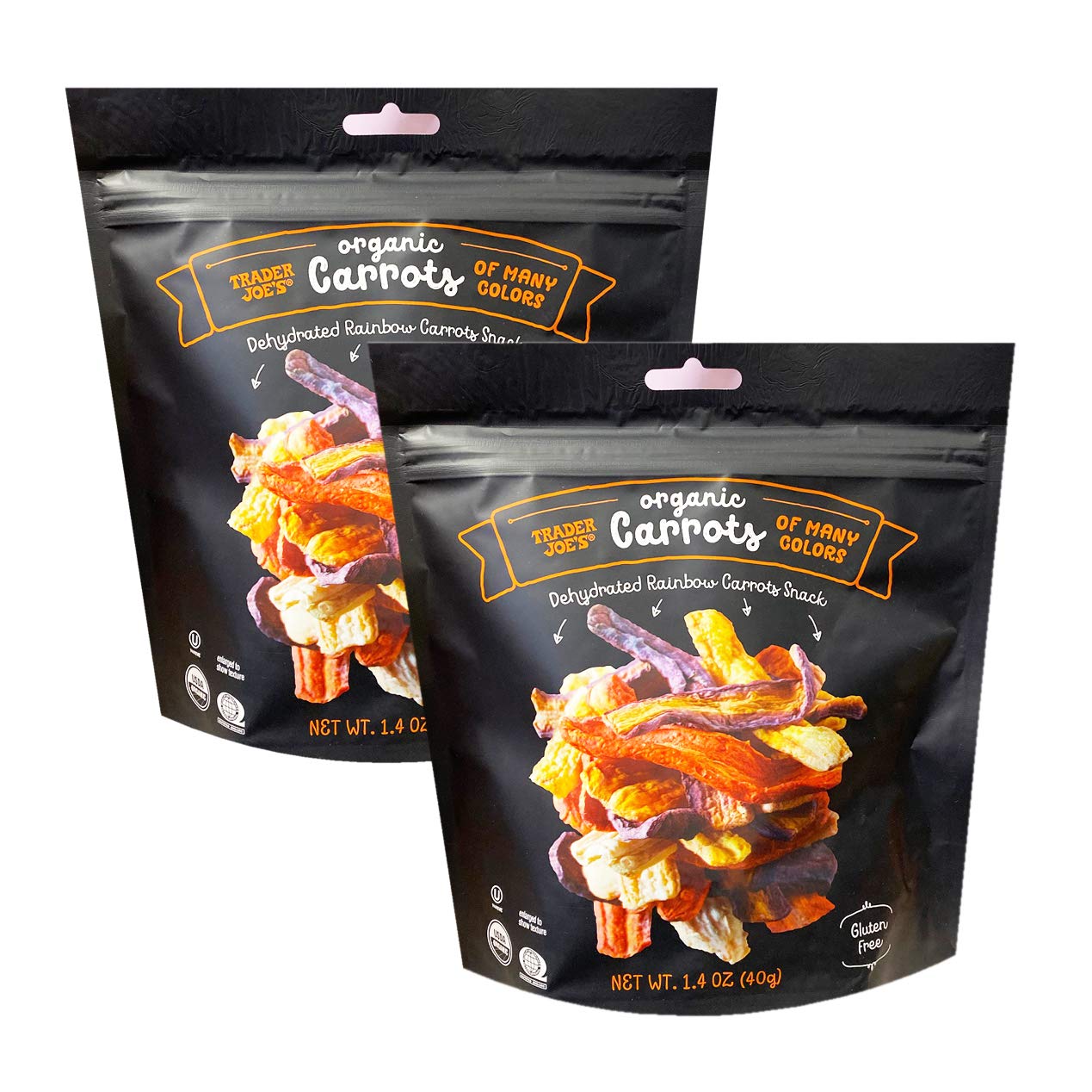 Trader Joe's Organic Dehydrated Rainbow Carrots Snack 1.4oz, 2 Pack