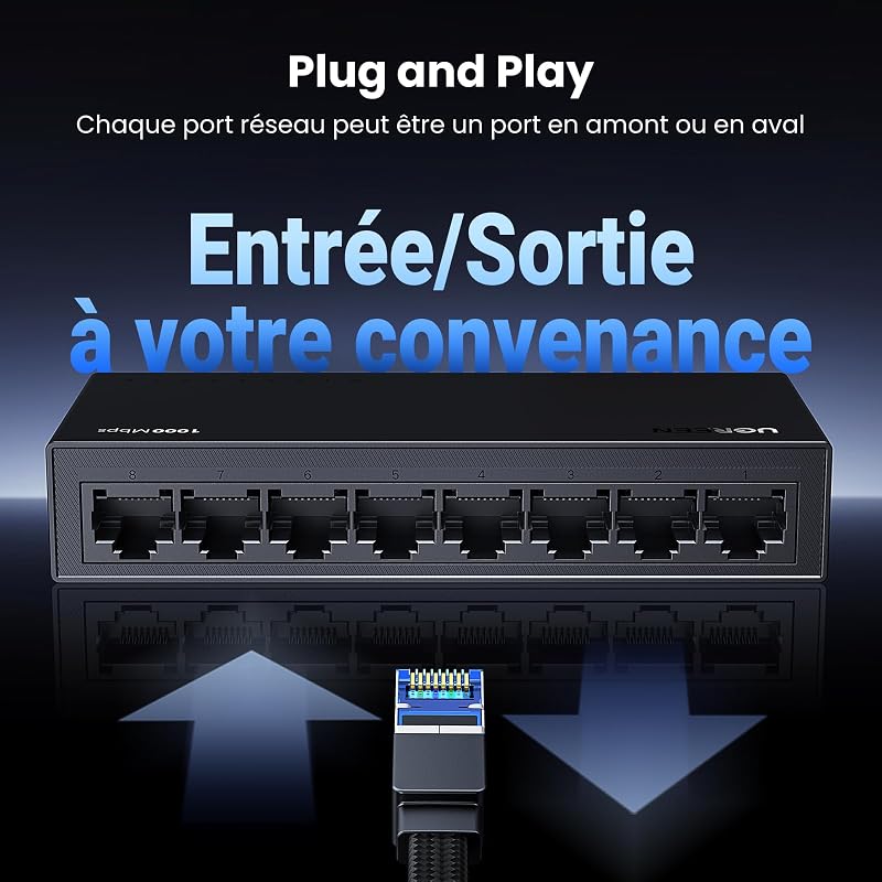 Switch Ethernet Gigabit 8 Ports Hub RJ45 10 100 1000Mbps