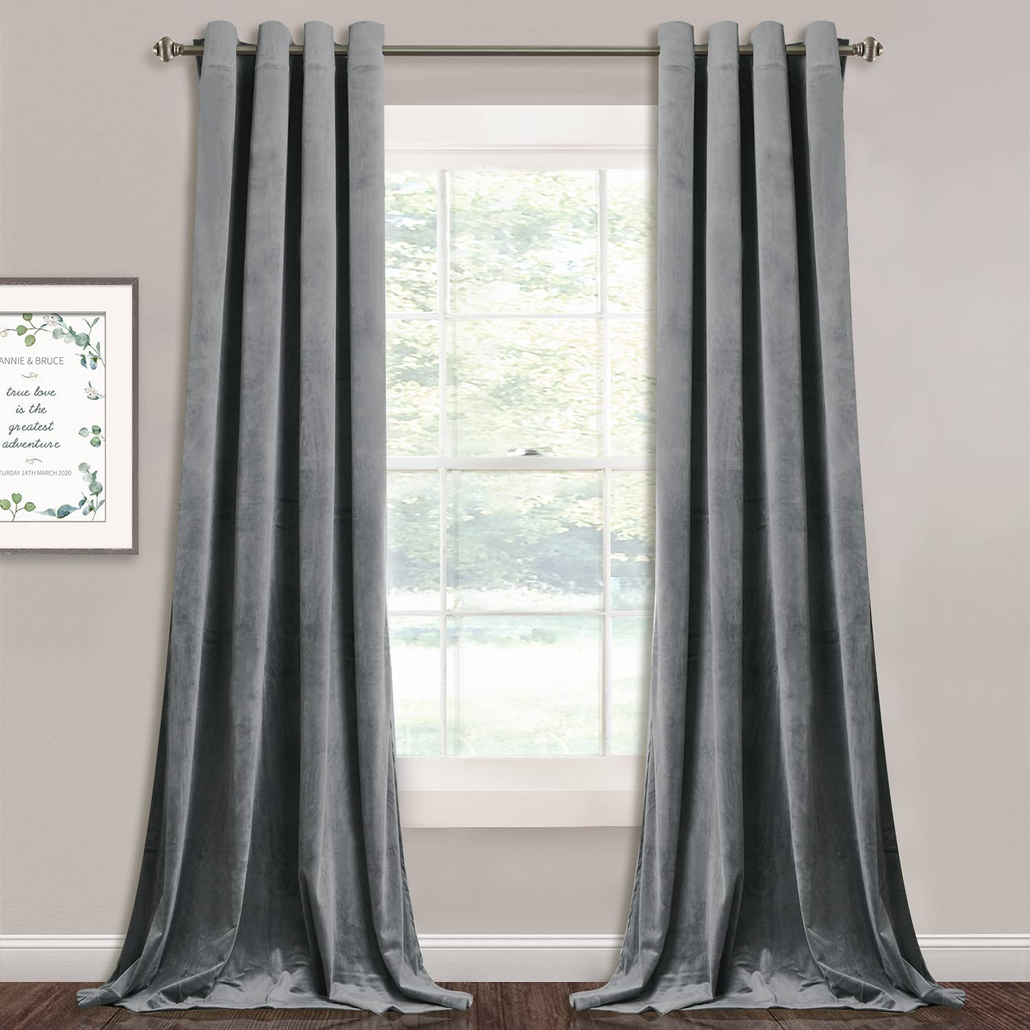 thumbnail image 2 of Royal Tradition Heavyweight Velvet Grommet Curtains – 52"W X Various Lengths, Set Of 2 2 of 5