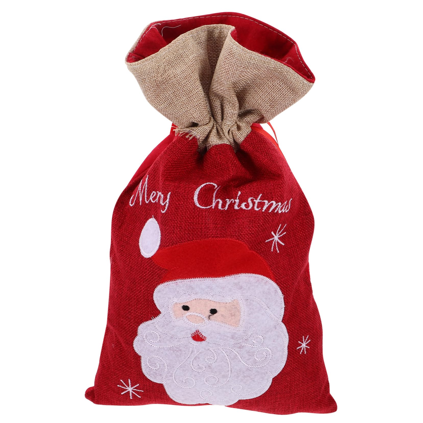 Christmas Drawstring Gift Bags Santa Claus Burlap Candy Sack Cookie Bags for Kids Xmas Holiday Party Candy Bag Favors Size S