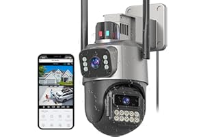 GUOANVISION 6MP Security Camera Outdoor, Dual Lens Outside Cameras for Home Security with Cord, IP66 Waterproof, AI Tracking, Light Alarm, Color Night, 2-Way Talk, 24/7 Record,SD/Cloud