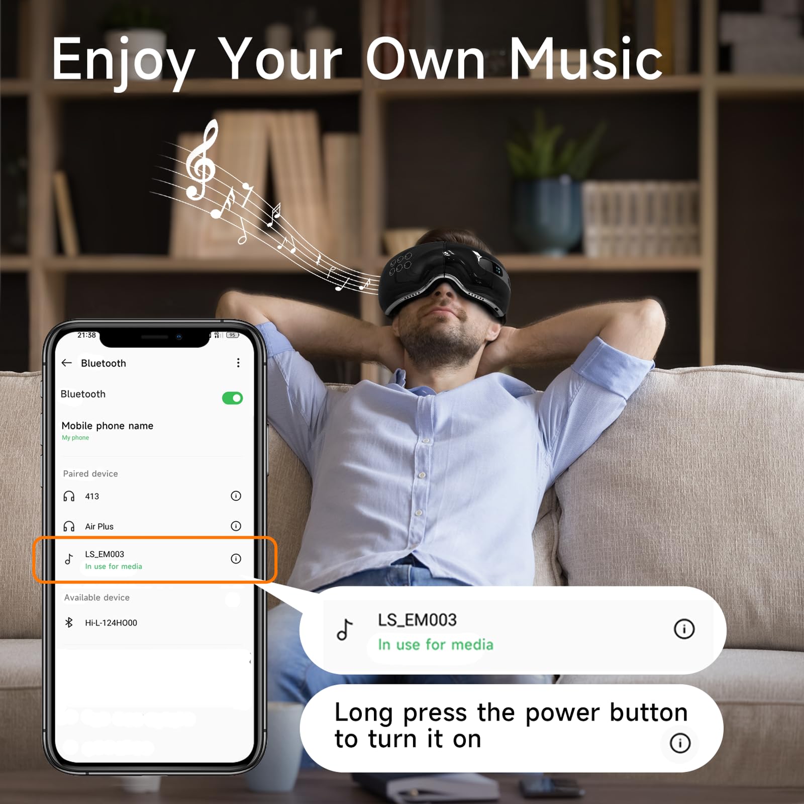 Fmalve Eye Massager with Heat and Cooling for Migraines, Dry Eyes, Heated Eye Mask Massager Improve Sleeping - Gifts for Women and Men (Black)
