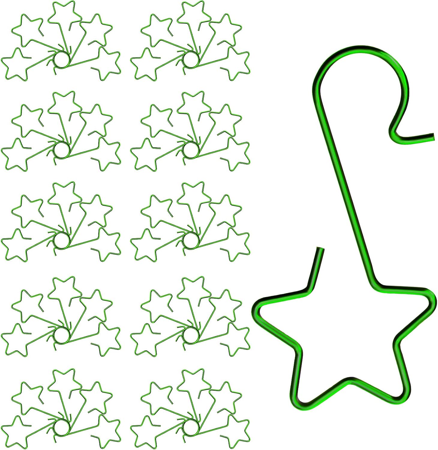 Ornament Hooks - Hotop 100 Pieces Christmas Ornaments Hooks Stainless Steel Star Shaped Hangers Christmas Tree Hooks for Xmas Party Christmas Tree Decorations Supplies Green