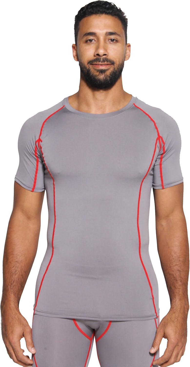 5 Pack: Men's Short Sleeve Compression Shirt Base Layer Undershirts Active Athletic Dry Fit Top at  Men’s Clothing store