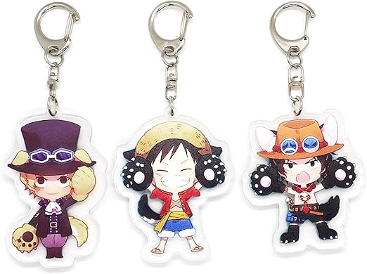 Amazon Com Ebty Dreams Inc Set Of 3 One Piece Anime Acrylic Keychain Portgas D Ace Sabo Monkey D Luffy V2 Clothing