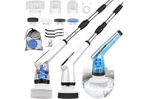WKY-Electric Spin Scrubber - Upgraded 10-in-1 IPX7 Waterproof Shower Scrubber, Retractable Handle & 2-Speed for Toilet, Bathroom, Bathtub, Tile Floors