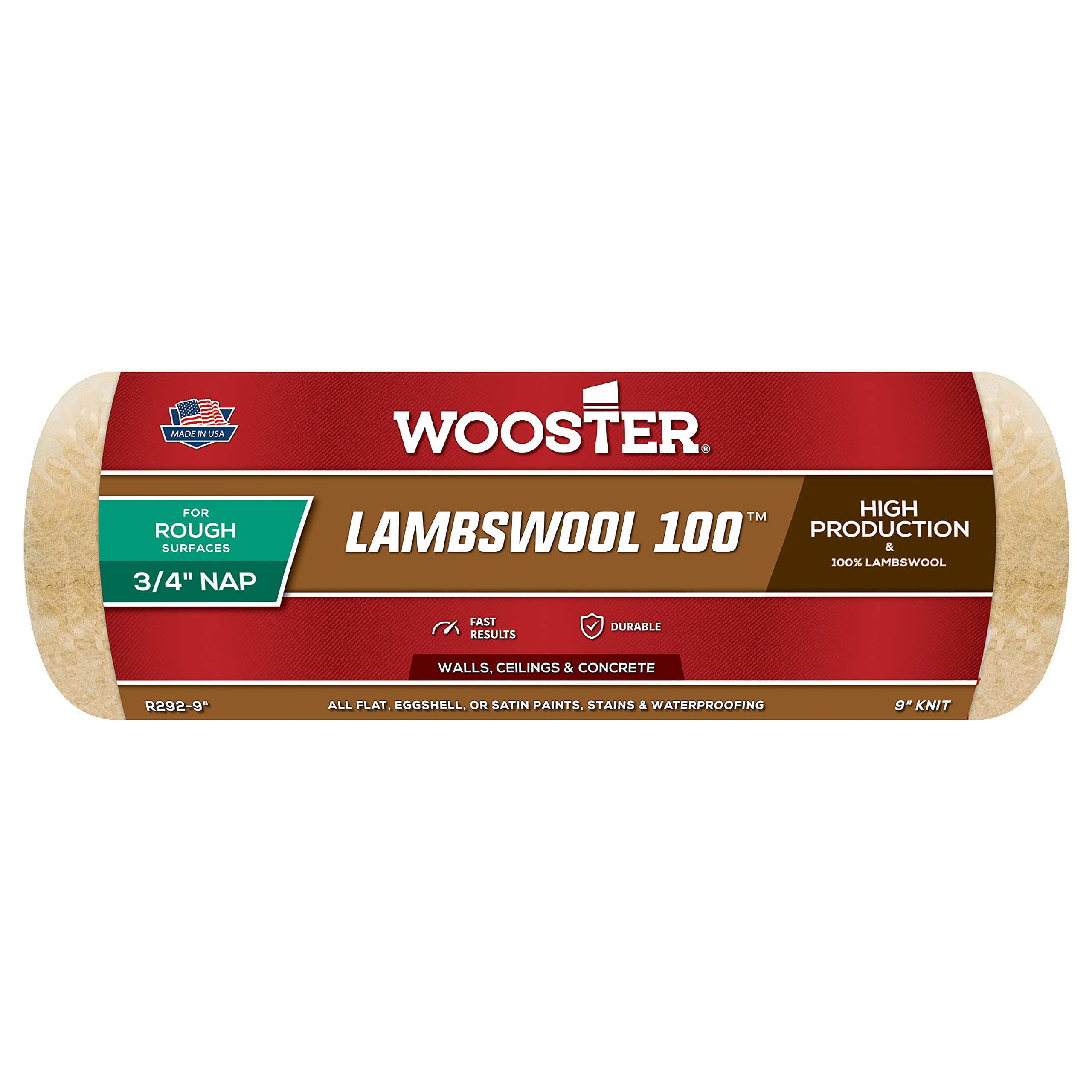 Photo 1 of Wooster Brush R292-9 Lambswool 100 Roller Cover, 3/4-Inch Nap, 9-Inch