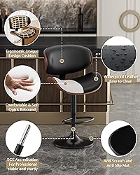 Aowos Bar Stools Set of 2, Adjustable Swivel