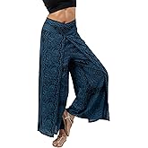 Wrap Pants for Women – Bohemian Elephant Split Leg Harem Pants High Waist Lightweight Palazzo Hippie Festival Lounge Trousers