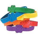 Fun Express Paw Print Rubber Bracelet - 24 Pieces - Educational and Learning Activities for Kids