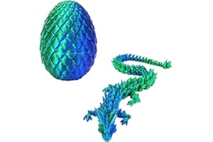 HEZUJ 3D Printed Dragon Eggs with Dragon Inside, 3D Printed Fantasy Animals, Cool Flexible Articulated Animals Fidget Toy for Boys Girls Adult, Unique Desktop Decoration & Collectible (Green)