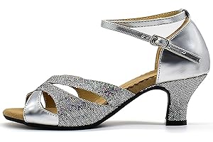 WUIWUIYU Women's Dance Shoes 2.2" Ankle Strap Dancing Heels for Ballroom Salsa Tango Flamenco Latin Paso Doble Footwear