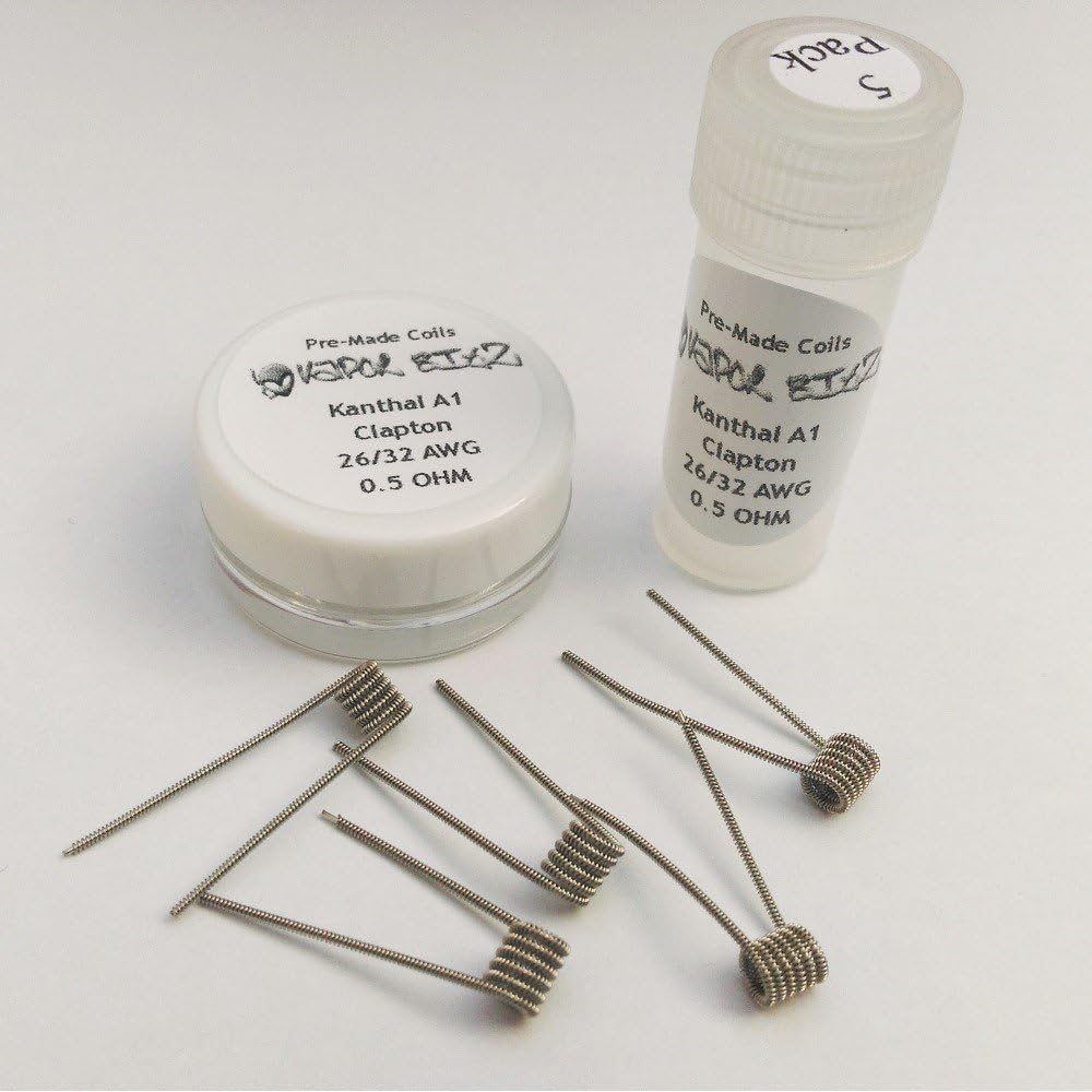 Quality Pre-Made Kanthal A1 Clapton Coils (26/32 AWG) - For RBA, RTA, RDA, Rebuildable Electronic Cigarettes and Vaping devices (5 Pack)