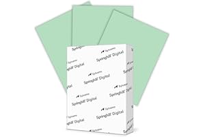 Springhill 8.5” x 11” Green Colored Cardstock Paper, 67lb Vellum Bristol, 147gsm, 250 Sheets (1 Ream) – Premium Lightweight Cardstock, Vellum Printer Paper with Textured Finish – 046000R