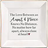 FACEINSE Aunt & Niece Jewelry Dish, Gifts for Aunt Birthday, Christmas, Mother's Day, Aunt Gifts from Niece, The Love Between Aunt & Niece Knows No Distance, Aunt and Niece Gift